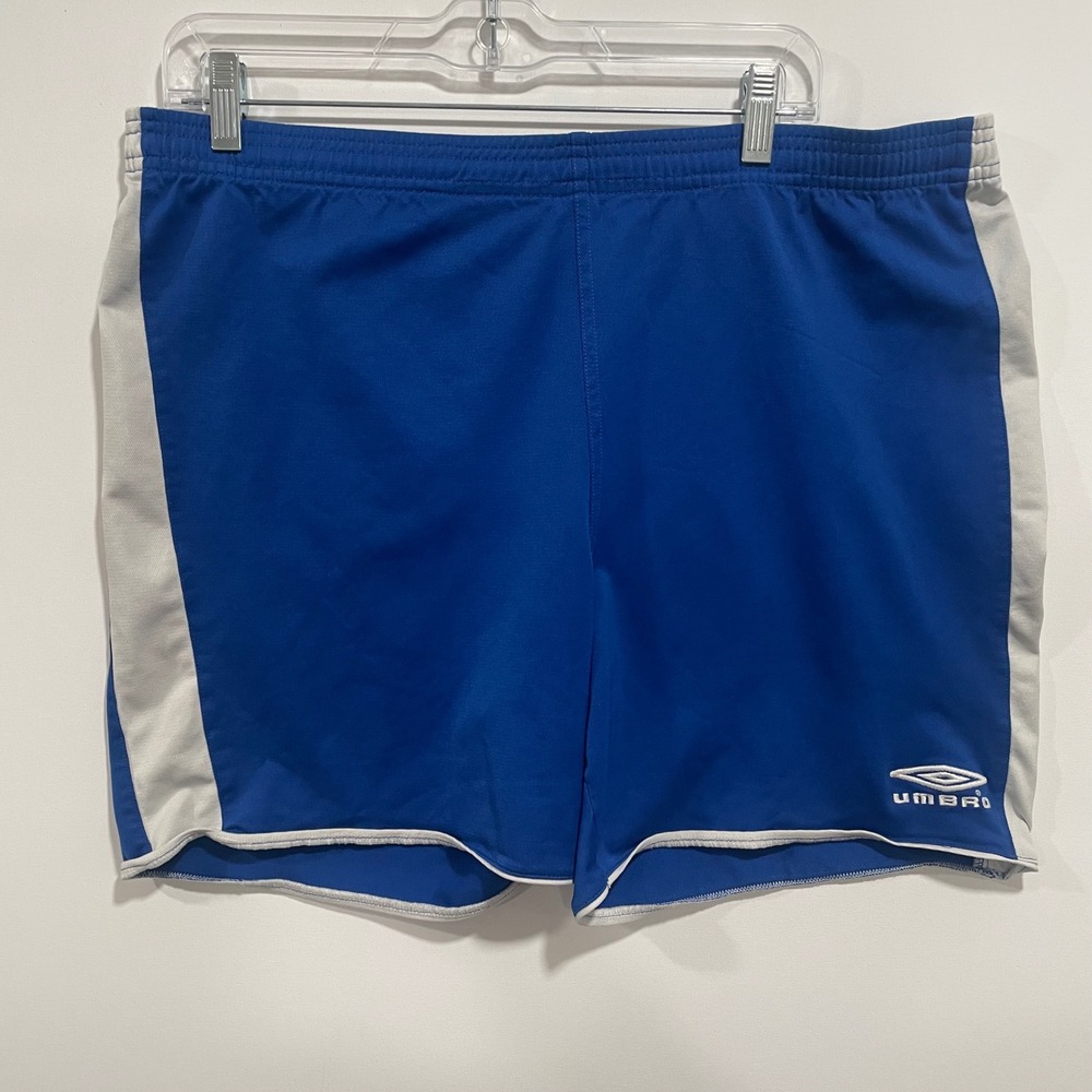 Vintage Umbro Mens Blue White Soccer Shorts Athletic Training Size Large
